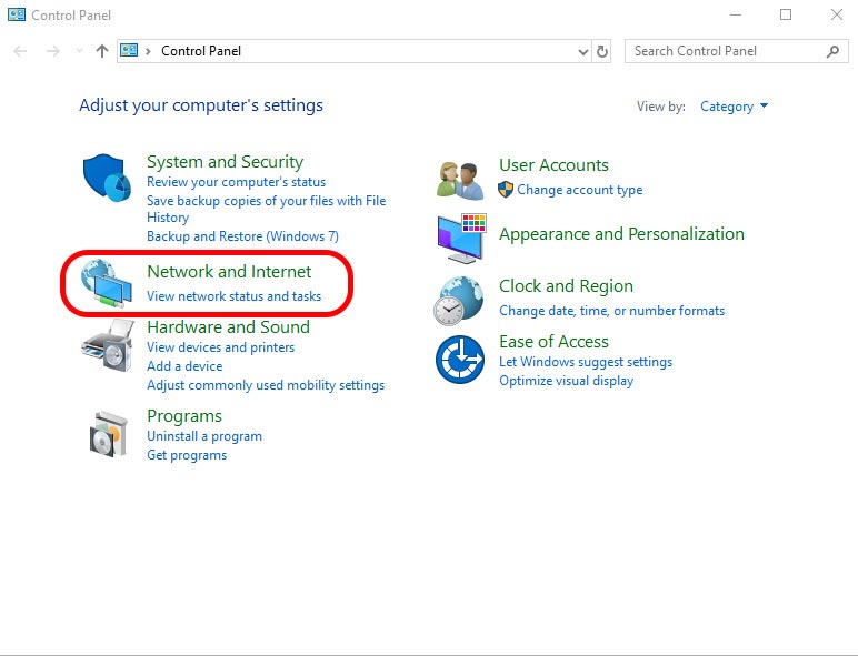 Go to Network and Internet settings